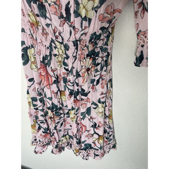 Lulus Hello, Darling Blush Pink Floral Dress sz Xsmall Off the Shoulder Sundress - Picture 3 of 5